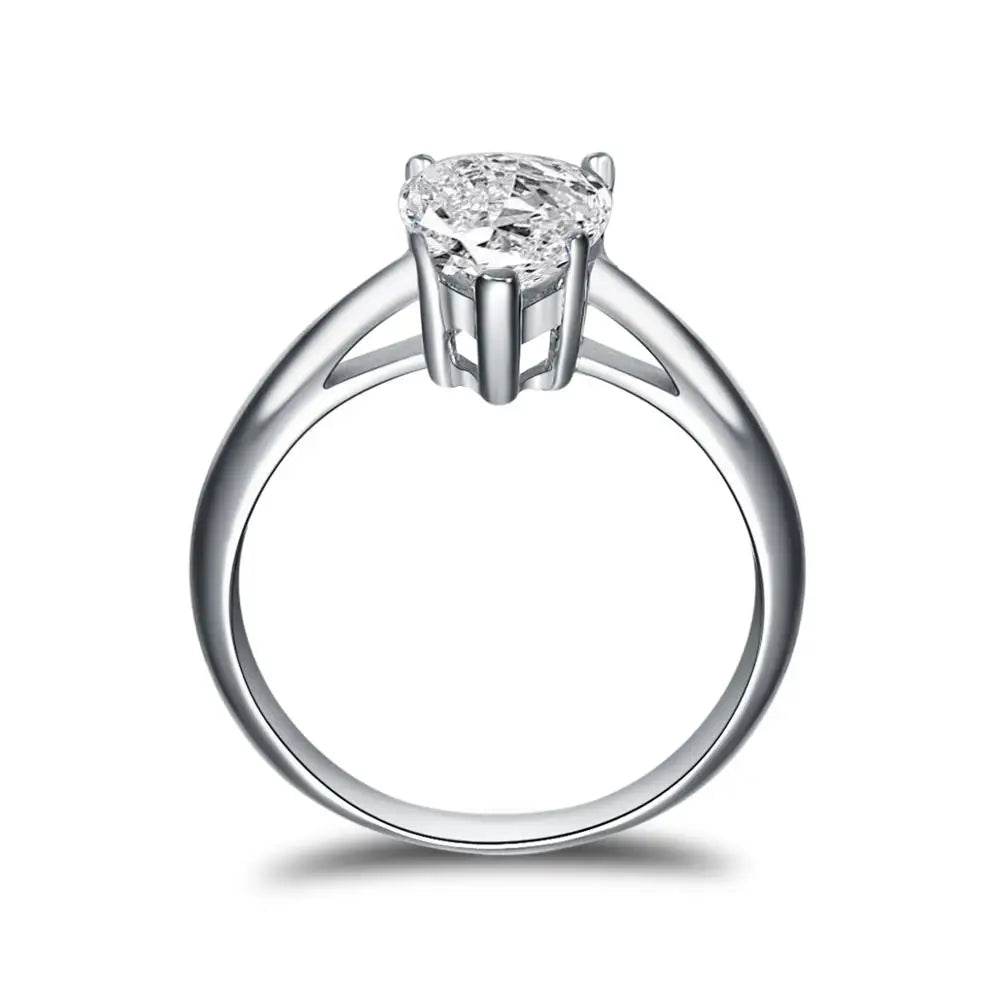 Classic 925 Sterling Silver 2.0ct Pear Moissanite Solitaire Ring Women Wedding Engagement Moissanite Rings Jewelry Lover Gifts