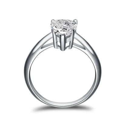Classic 925 Sterling Silver 2.0ct Pear Moissanite Solitaire Ring Women Wedding Engagement Moissanite Rings Jewelry Lover Gifts