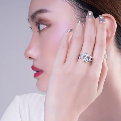 Luxury 6 Carat Cushion Cut Diamond Engagement Ring 925 Sterling Silver Wedding Band Jewelry for Women Rings AAAAA Cubic Zircon