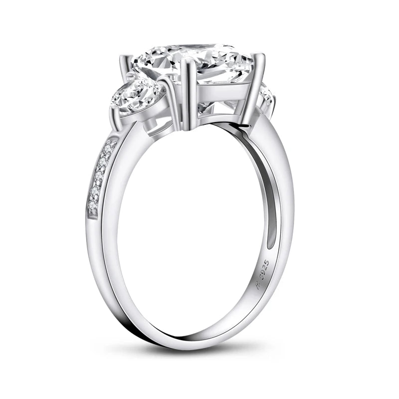 Fashion 925 Sterling Silver 9x9mm Big Cushion Cut Ring Simulated Diamond Wedding 3.5ct Bridal Engagement Ring Jewelry