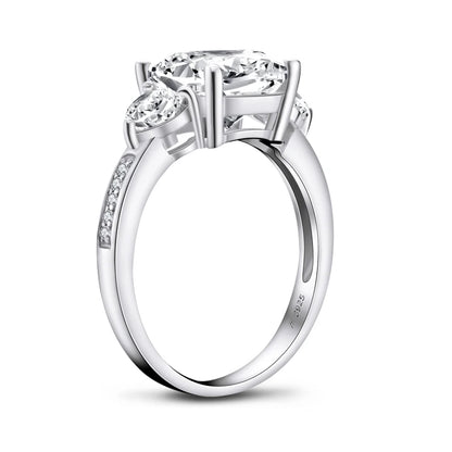 Fashion 925 Sterling Silver 9x9mm Big Cushion Cut Ring Simulated Diamond Wedding 3.5ct Bridal Engagement Ring Jewelry