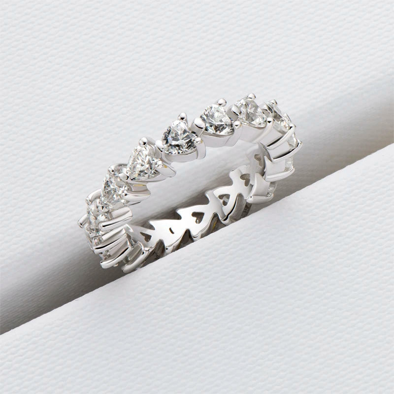 925 Sterling Silver Wedding Engagement Full Enternity Rings Anniversary Heart Cut Ring Silver Women Bridal Ring Jewelry