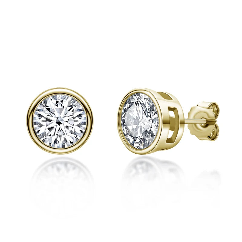 Silver 925 Moissanite Earrings Round Diamond Bezel Setting Stud Earrings Silver 5/6.5mm Women Men Solitiare Earring Gifts