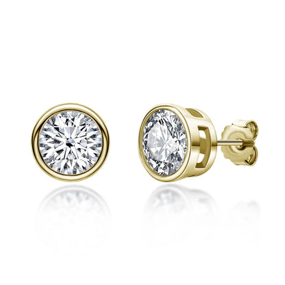 Silver 925 Moissanite Earrings Round Diamond Bezel Setting Stud Earrings Silver 5/6.5mm Women Men Solitiare Earring Gifts
