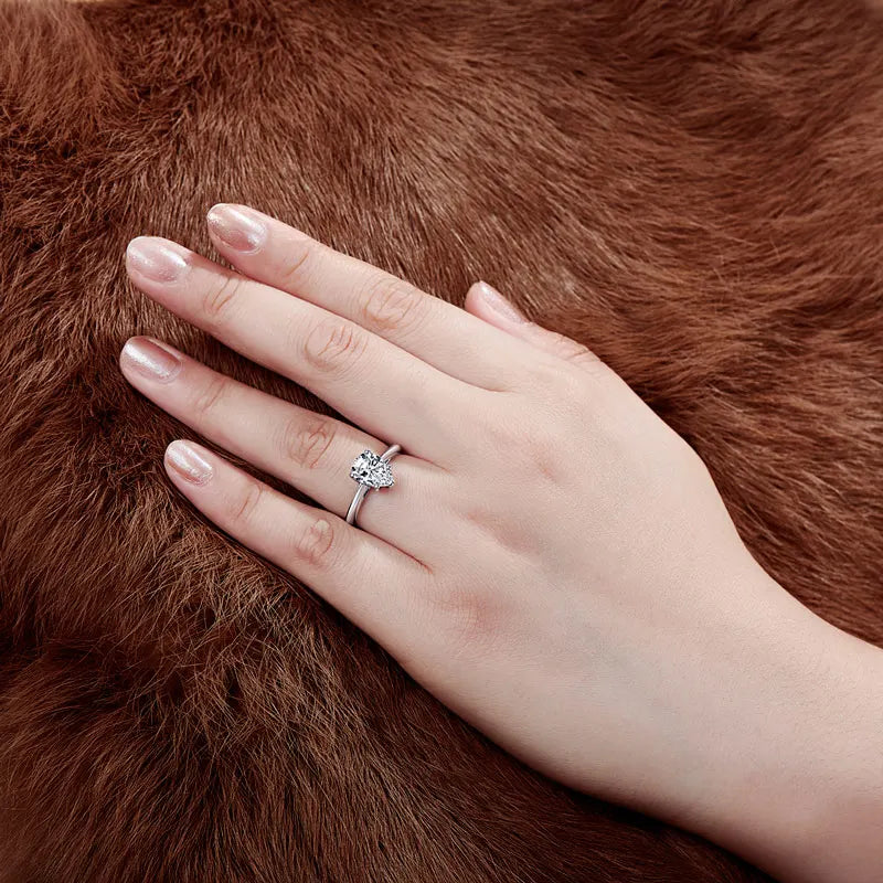 925 Silver Solitiare Ring 2ct Pear cut Women Engagement Jewelry Synthetic diamond Wedding Finger Rings Fine Jewelry Gifts