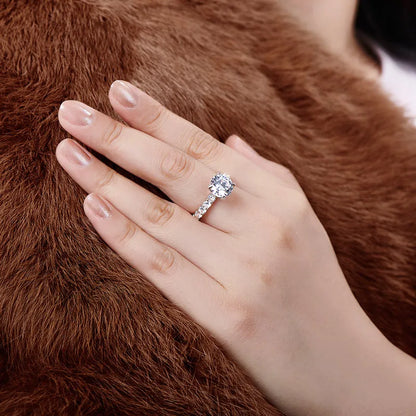 925 Sterling Silver 3ct Round Cut Engagement Rings Sparkling Zirconia Wedding Jewelry Luxury Pave Single Row Ring For Girl