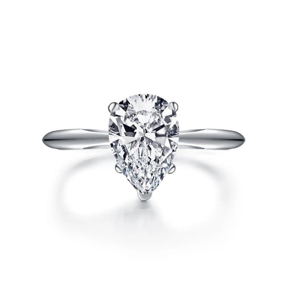 925 Silver Solitiare Ring 2ct Pear cut Women Engagement Jewelry Synthetic diamond Wedding Finger Rings Fine Jewelry Gifts