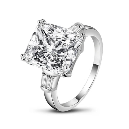 5ct Big Square Rings Rectangle Cut Princess Ring 925 Solid Sterling Silver Gorgeous Jewellry Western Style Aneis Wedding Rings