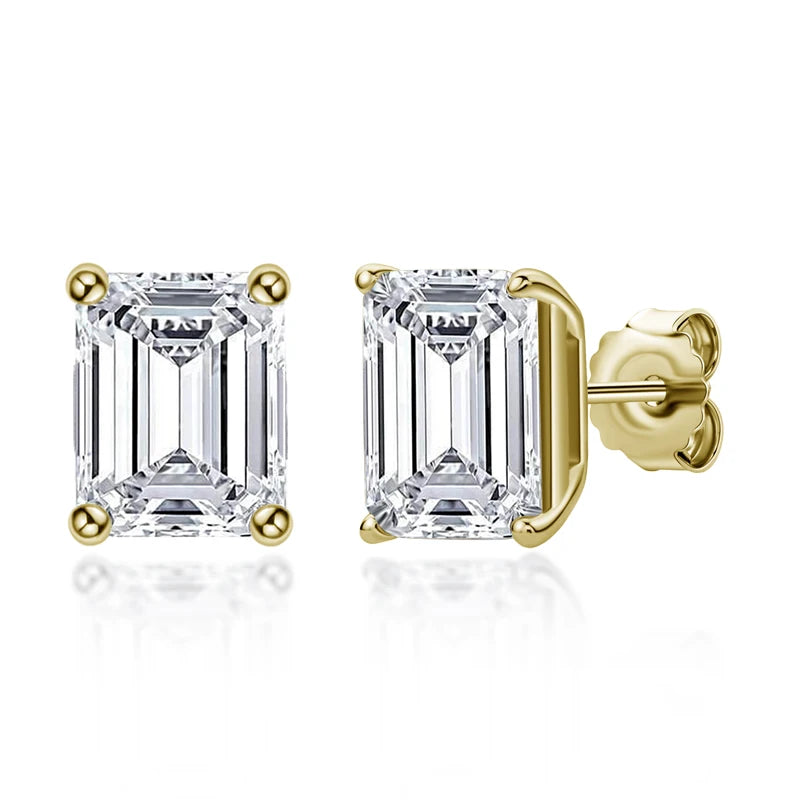 Fashion 925 Sterling Silver Emerald Cut Stud Earrings for Women Geometric Piercing Earring Wedding Ear Buckle Jewelry Gift