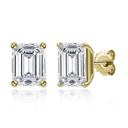 Fashion 925 Sterling Silver Emerald Cut Stud Earrings for Women Geometric Piercing Earring Wedding Ear Buckle Jewelry Gift