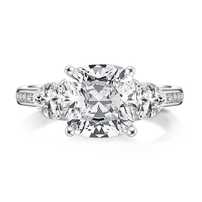 Fashion 925 Sterling Silver 9x9mm Big Cushion Cut Ring Simulated Diamond Wedding 3.5ct Bridal Engagement Ring Jewelry