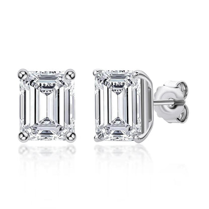 Fashion 925 Sterling Silver Emerald Cut Stud Earrings for Women Geometric Piercing Earring Wedding Ear Buckle Jewelry Gift