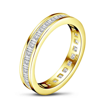 Fashion 925 Sterling Silver Full Eternity Women Engagement Ring Simulated Diamond Wedding Silver Bridal Rings Jewelry