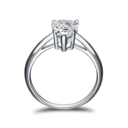 925 Silver Solitiare Ring 2ct Pear cut Women Engagement Jewelry Synthetic diamond Wedding Finger Rings Fine Jewelry Gifts