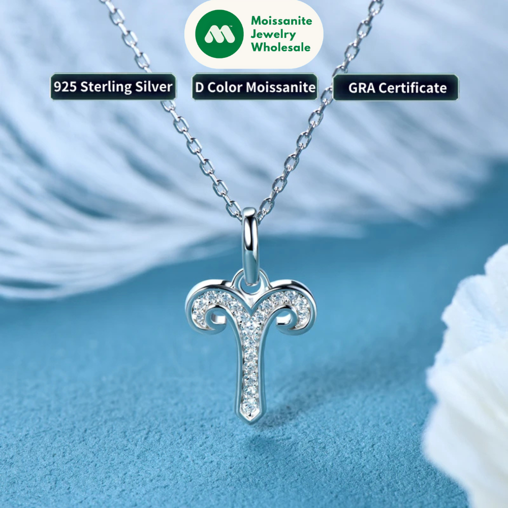 925 Sterling Silver Zodiac Sign 12 Constellation Pendant Micro-Set 1mm Moissanite Necklace Charm For Women Jewelry Birthday Gift