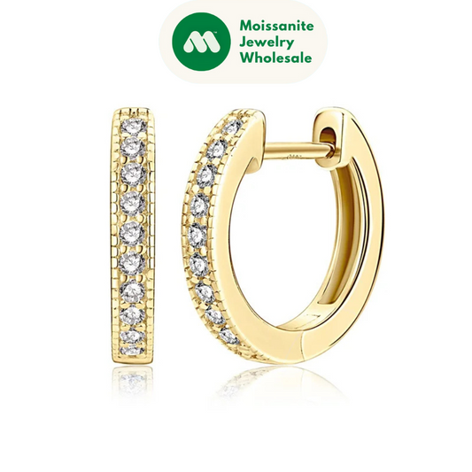 2023 Gold Hoops 925 Sterling Silver Real 1.3mm Moissanite Huggie Stud Earrings for Women Girl Gifts Certified Fine Jewelry