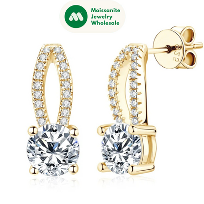 Solitaire D1.0CT Moissanite Drop Earrings Real 925 Silver Piercing Ear Stud Earring for Women Wedding Jewelry Party Gifts