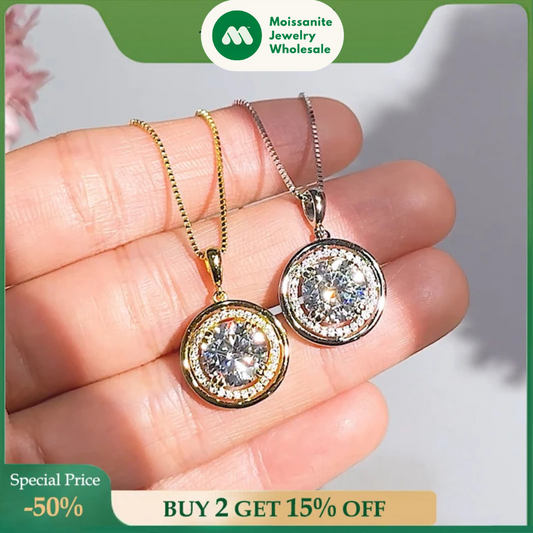 6.5mm/8mm/9mm 3ct 2ct D Moissanite Pendant Necklace for Women 925 Silver Adjustable Chain GRA Certified Jewelry 2025 New Gifts
