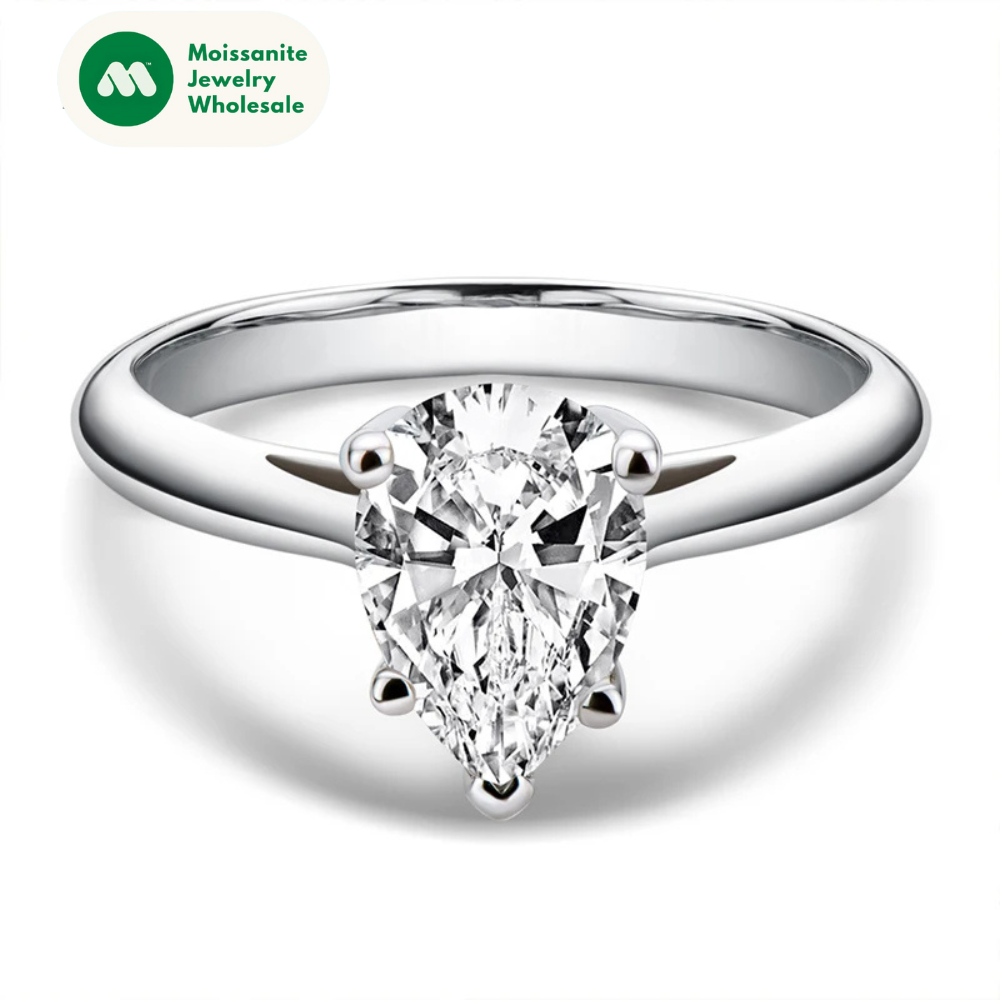 Classic 925 Sterling Silver 2.0ct Pear Moissanite Solitaire Ring Women Wedding Engagement Moissanite Rings Jewelry Lover Gifts