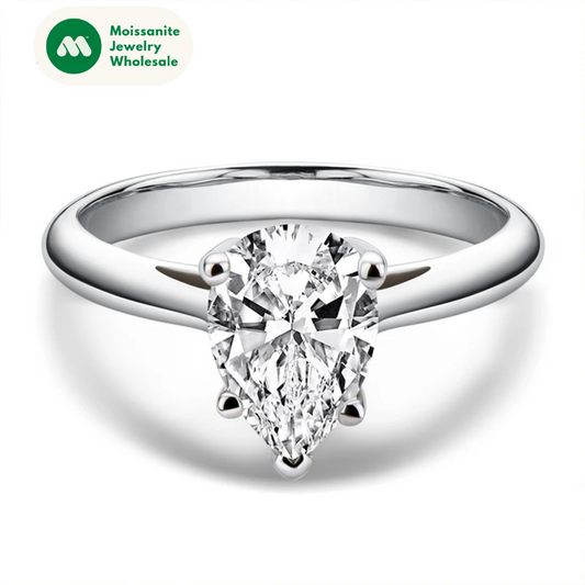 Classic 925 Sterling Silver 2.0ct Pear Moissanite Solitaire Ring Women Wedding Engagement Moissanite Rings Jewelry Lover Gifts