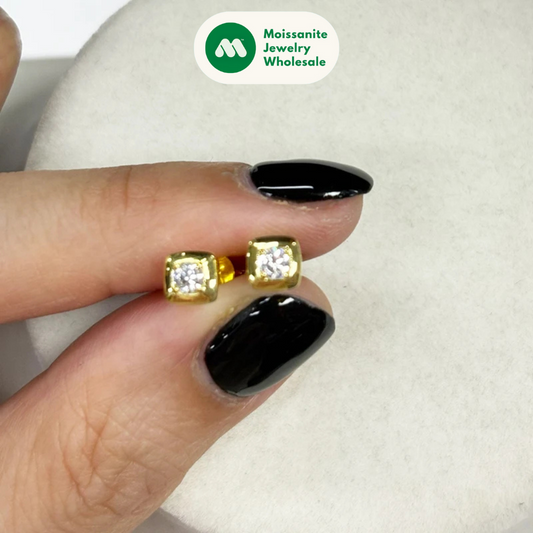 925 Silver Small Square Earrings 3mm Round D Moissanite Stud Earrings for Women Men 2025 New Trend Jewelry GRA Certified
