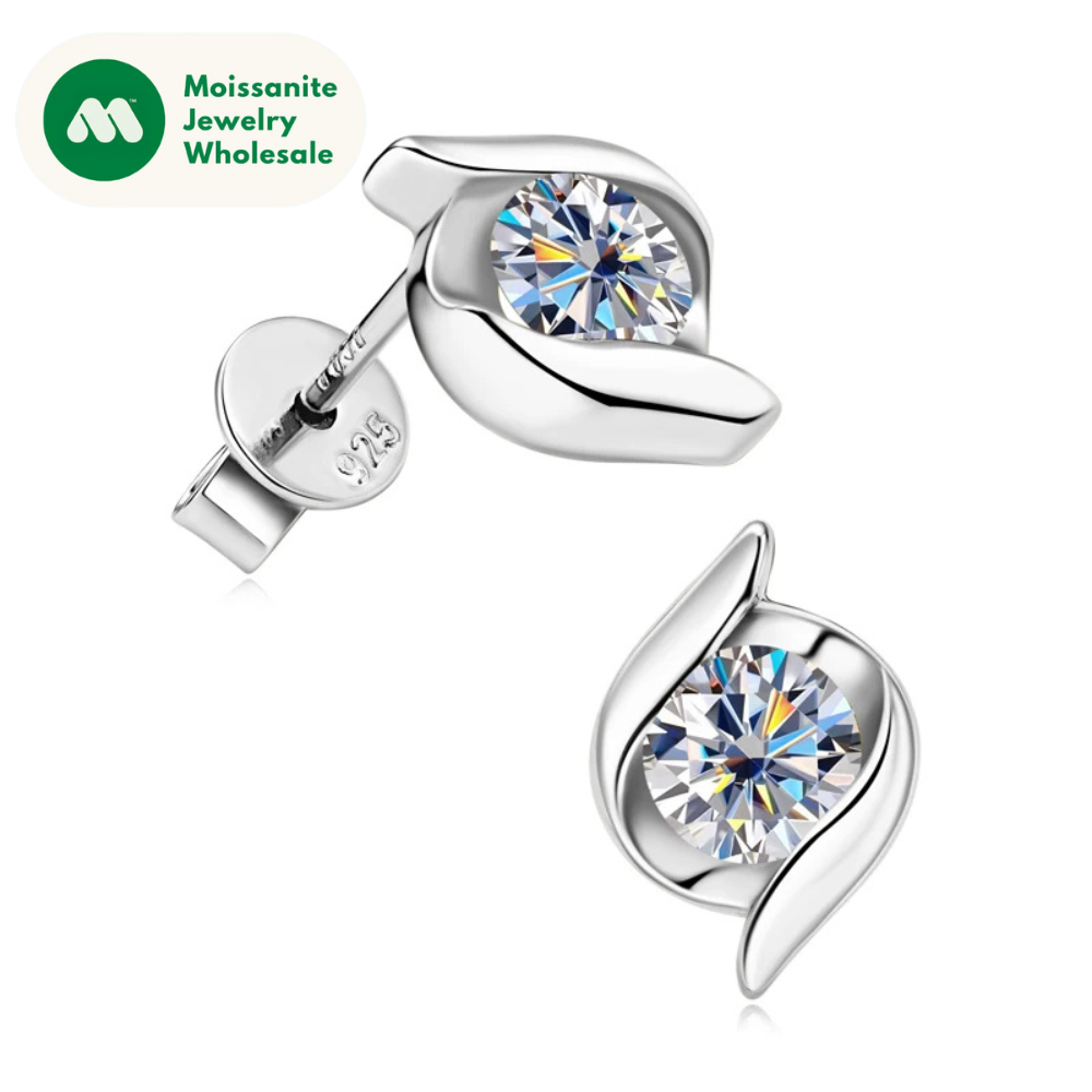 Real 5mm Moissanite Earring 100% 925 Sterling Silver Twist Ear Stud Women's Earrings 2023 Unique New Girls Jewelry Earring