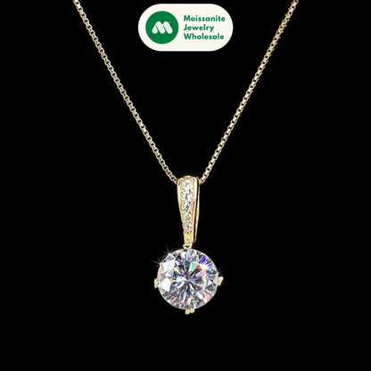 925 Silver 1Ct D Color Round Moissanite Pendant Necklace with Real Certificate Women's Necklace Jewelry Heart Shaped Claw