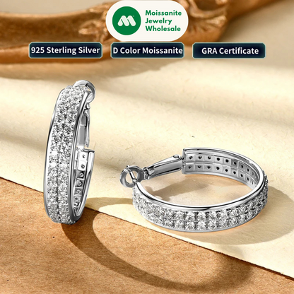 Real S925 Silver Full D Moissanite Earrings 2025 Fashion Sparking Hoop Clip Earrings GRA Certified Gift for Women Korean