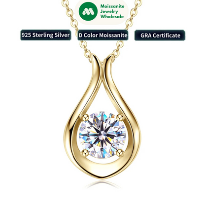 2025 2CT 8mm D Color Moissanite Necklace Teardrop Pendant 925 Silver Chain Original Jewelry with GRA Certificate for Women Gift