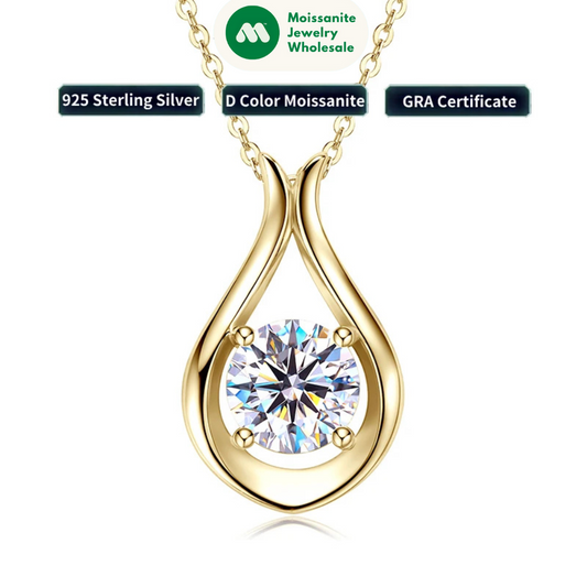 2025 2CT 8mm D Color Moissanite Necklace Teardrop Pendant 925 Silver Chain Original Jewelry with GRA Certificate for Women Gift