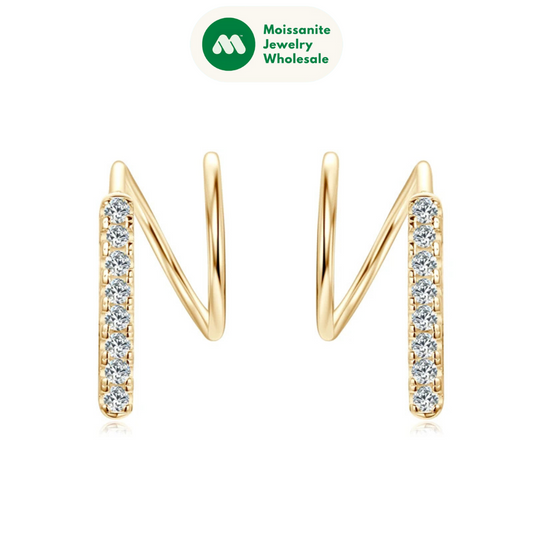 Stylish Bar Spinning Earrings 14k Gold Plated 925 Silver for Women Moissanite Piercing Earrings Jewelry 2024 Trend Gift