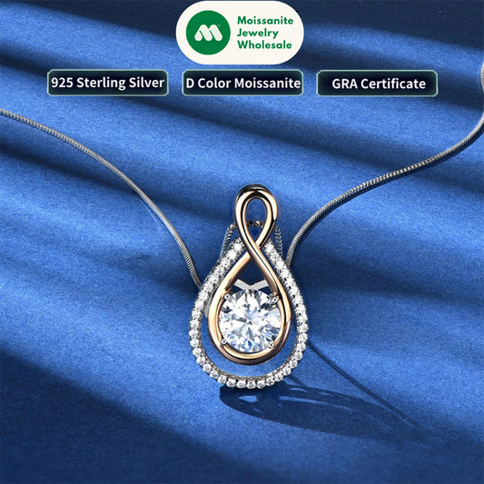 3CT 1CT 2CT D Moissanite Pendant Infinity Necklace S925 Silver Adjustable Chain for Women Gift Jewelry 6.5mm 8mm 9mm Lab Diamond