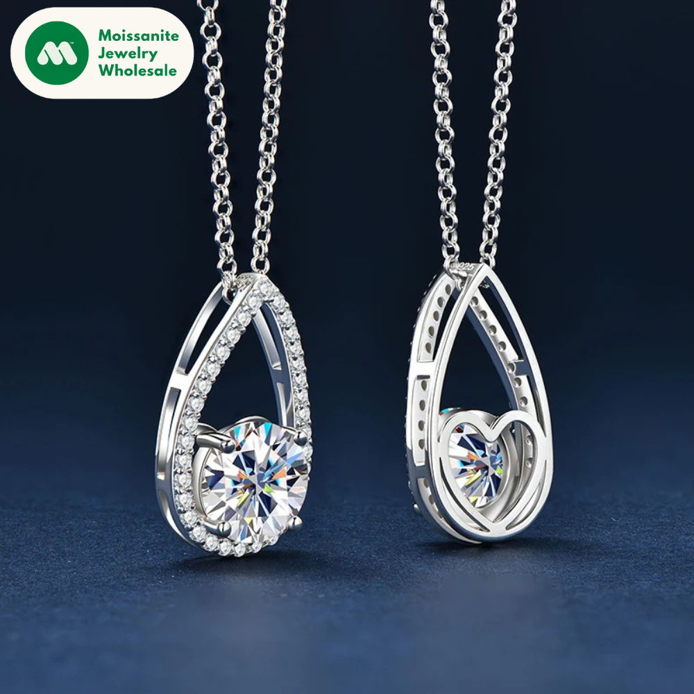 3CT 2CT 1CT D VVS1 Moissanite Pendant Necklace for Women 925 Silver Adjustable Chain Teardrop Necklaces 2025 Jewelry Gift