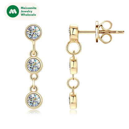 Long Chain Link Hanging Earrings Silver 925 2-3mm Moissanite Drop Earring Piercing Ear for Women Gold Paletd Jewelry Gift