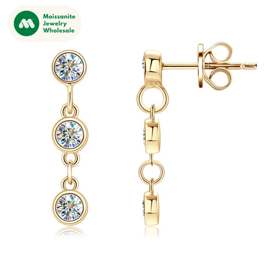 Long Chain Link Hanging Earrings Silver 925 2-3mm Moissanite Drop Earring Piercing Ear for Women Gold Paletd Jewelry Gift