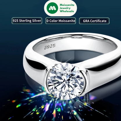 8MM D2.0CT Real VVS1 Moissanite Wedding Engagement Rings Band For Women 925 Silver Solitaire Diamond Jewelry Certificate