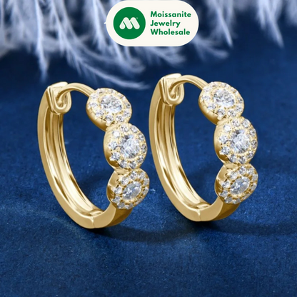 Classic Hoop Huggie Earrings Real D Color Moissanite Earring 925 Sterling Silver for Women Engagement Wedding 2023 Jewelry Gift