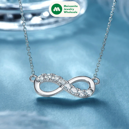 0.48CTW. Round Real Moissanite Forever Love Infinity Necklace 925 Silver Women Jewelry Birthday Gifts Pass Diamond Tester