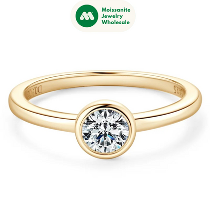 Classic 0.5ct Moissainte Wedding Rings Gold Color Bands for Women 5mm Lab Diamond Solitaire Ring Engagement Jewelry Gifts