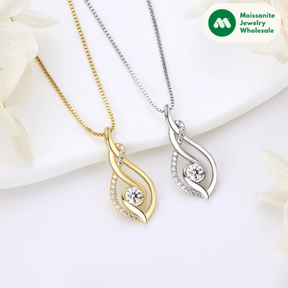 Real D0.43CT Moissanite Twist Pendant Infinity Necklace Silver 925 Sterling for Women Jewelry Wedding Party Birthday Gifts