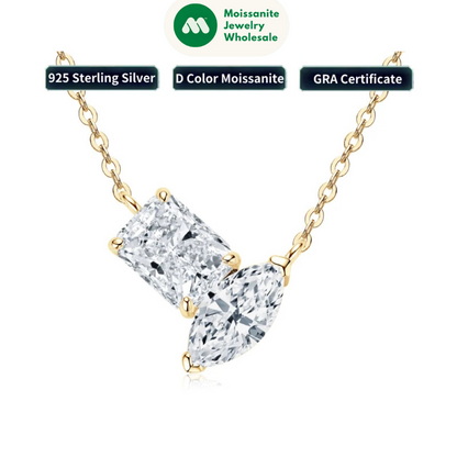 Real 3.0CTW. Oval Cut Moissanite Pendant Necklace Silver 925 Chain Choker for Women's Gift Birthday Certificate Jewelry 2024 New