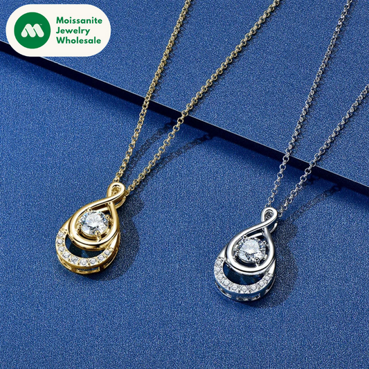 2025 1.0 carat 6.5mm Moissanite Infinity Pendant Necklace Adjustable 925 Silver Chain for Women Fine Jewelry Gift Birthday