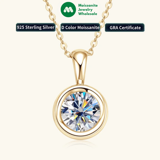 8MM 2.0CT D Color Round Moissanite Bubble Pendant Necklace Solid Silver 925 Sterling GRA Certified Jewelry for Woman Gifts