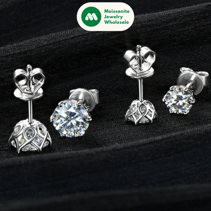 Real 3-6.5mm D Color 2CT Moissanite Diamond Stud Earrings 925 Silver for Women men Piercing Earrings Classic Jewelry Certificate