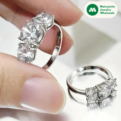 Real Certified 4ctw. Moissanite Ring 2CT 1CT 3 Stone Wedding Engagement Promise Ring Band Silver 925 For Women Original Jewelry