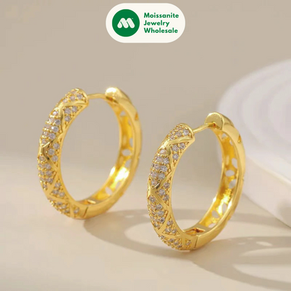 Full Micro Paved Moissanite Hoops Earrings 925 Sterling Silver Luxury Party Wedding Jewelry for Women Valentine's Day Gift