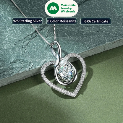 1CT 2CT 3CT Heart Cut Moissanite Pendant Necklace 925 Silver Adjustable Chain for Women GRA Certified Jewelry 2025 Gifts