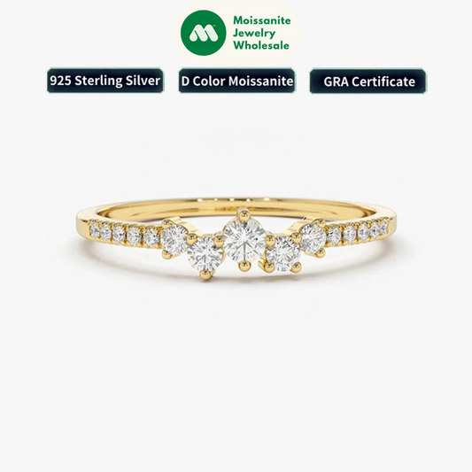 Delicate Moissanite Ring Real 925 Silver for Women Dainty Thin Finger Ring Wedding Engagement Jewelry Fashion Accessories