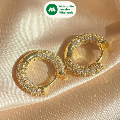 Micro Paved Full Moissanite Hoops Earrings Silver 925 Dazzling Diamond Ear Luxury Jewelry for Women Men Party Wedding Gift
