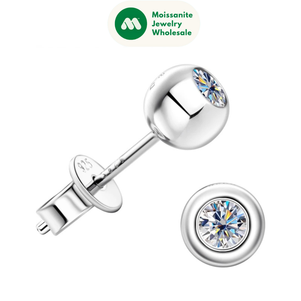 925 Sterling Silver Mini Stud Earrings for Women Men D Bezel Moissanite Piercing Earrings Cute Jewelry Certificate 3.5mm